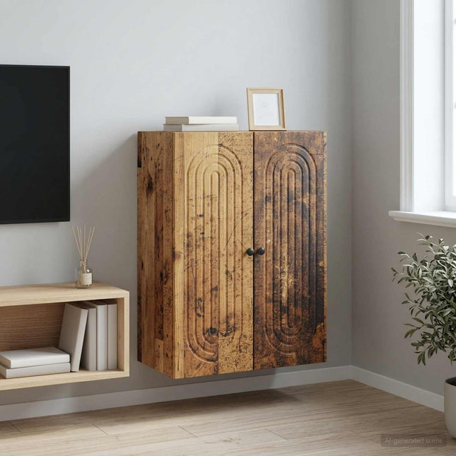 Väggmonterat skåp Gammalt trä 66 x 34,5 x 90 cm Konstruerat trä