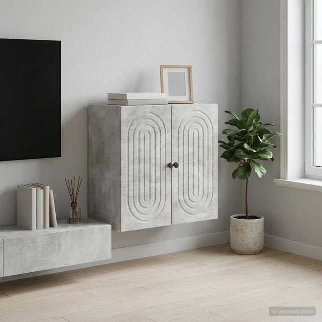 Väggmonterat skåp Betonggrå 59 x 31 x 60 cm Konstruerat trä