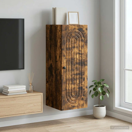 Väggmonterat skåp Rökt ek 33 x 34,5 x 90 cm Konstruerat trä