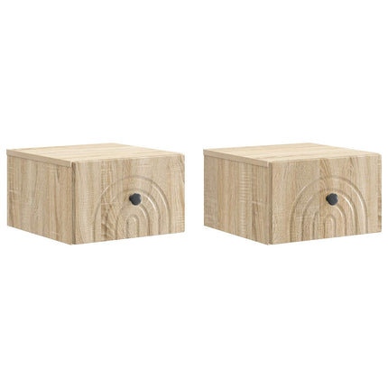 Väggmonterat Sängbord 2 pcs Sonoma-ek 33 x 34,5 x 20 cm