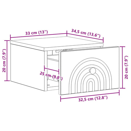 Väggmonterat Sängbord 2 pcs Sonoma-ek 33 x 34,5 x 20 cm