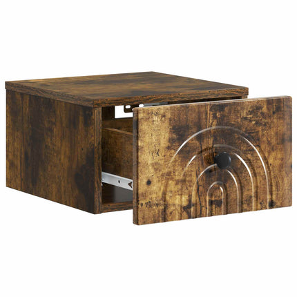 Väggmonterat Sängbord med låda 2 pcs Rökt ek 33 x 34,5 x 20 cm