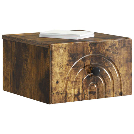 Väggmonterat Sängbord med låda 2 pcs Rökt ek 33 x 34,5 x 20 cm