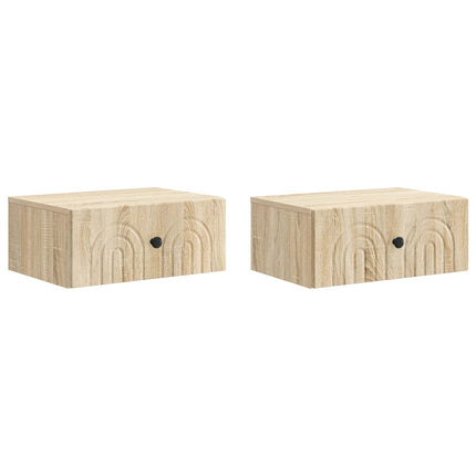 Väggmonterat Sängbord 2 pcs Sonoma-ek 49 x 34,5 x 20 cm