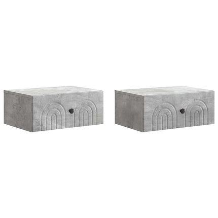 Väggmonterat Sängbord 2 pcs Betonggrå 49 x 34,5 x 20 cm