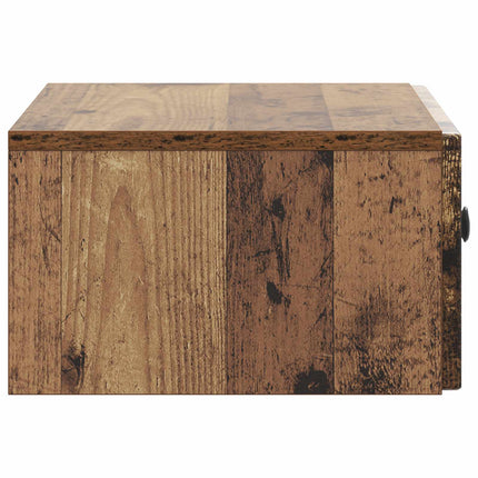 Väggmonterat Sängbord med låda Gammalt trä 49 x 34,5 x 20 cm