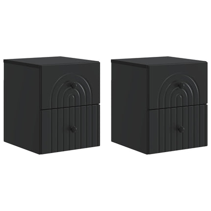 Väggmonterat Sängbord med låda 2 pcs Svart 33 x 34,5 x 40 cm