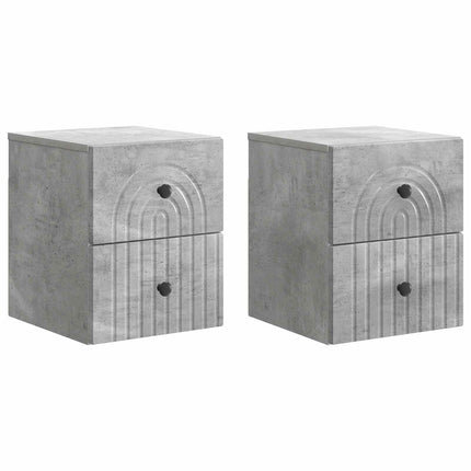 Väggmonterat Sängbord 2 pcs Betonggrå 33 x 34,5 x 40 cm