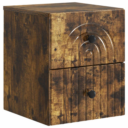 Väggmonterat Sängbord Rökt ek 33 x 34,5 x 40 cm Konstruerat trä