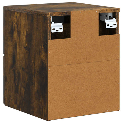 Väggmonterat Sängbord Rökt ek 33 x 34,5 x 40 cm Konstruerat trä