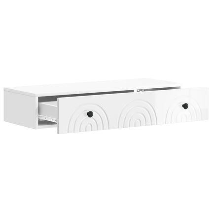 Väggmonterad sidobord Vit högglans 87,5 x 34,5 x 17 cm