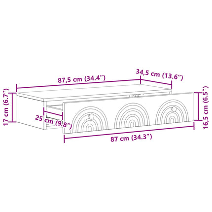 Väggmonterad sidobord Vit högglans 87,5 x 34,5 x 17 cm