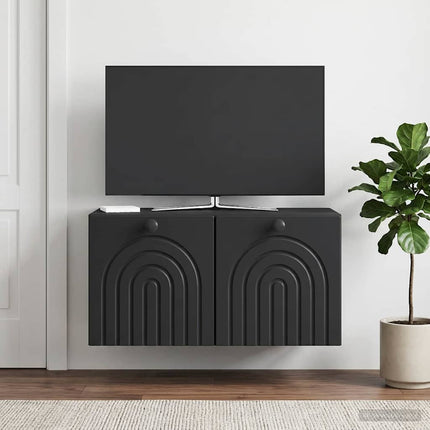 Väggmonterad TV-bänk Svart 59,5 x 41 x 30 cm Konstruerat trä