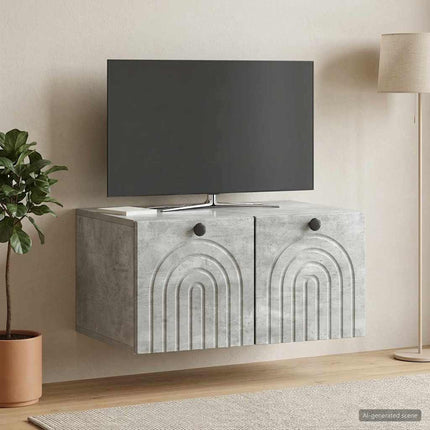Väggmonterad TV-bänk Väggmonterad Betonggrå 59,5 x 41 x 30 cm