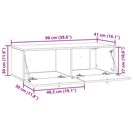 Väggmonterad TV-bänk Sonoma-ek 98 x 41 x 30 cm Konstruerat trä