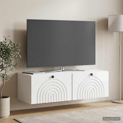 Väggmonterad TV-bänk Väggmonterad Vit högglans 98 x 41 x 30 cm