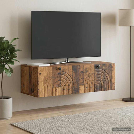 Väggmonterad TV-bänk Väggmonterad Gammalt trä 99 x 41 x 30 cm