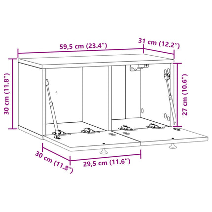 Väggmonterad TV-bänk Svart 59,5 x 31 x 30 cm Konstruerat trä
