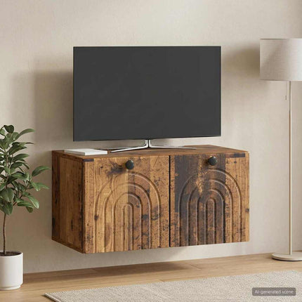 Väggmonterad TV-bänk Väggmonterad Gammalt trä 59,5 x 31 x 30 cm