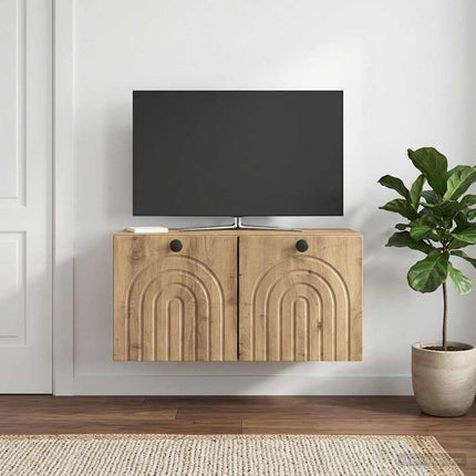 Väggmonterad TV-bänk 59,5 x 31 x 30 cm Artisan-ek