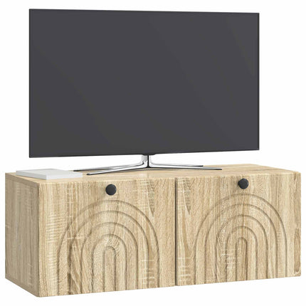 Väggmonterad TV-bänk Väggmonterad Sonoma-ek 78,5 x 31 x 30 cm