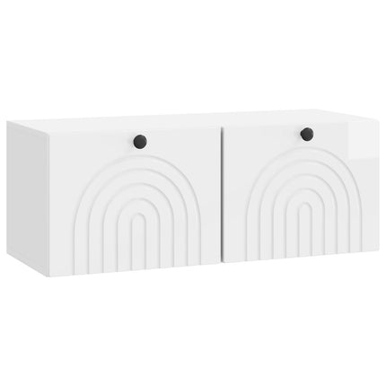 Väggmonterad TV-bänk Vit högglans 78,5 x 31 x 30 cm