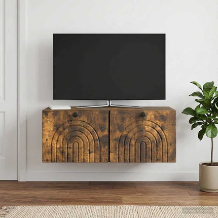 Väggmonterad TV-bänk Rökt ek 78,5 x 31 x 30 cm Konstruerat trä