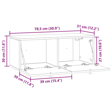 Väggmonterad TV-bänk Rökt ek 78,5 x 31 x 30 cm Konstruerat trä
