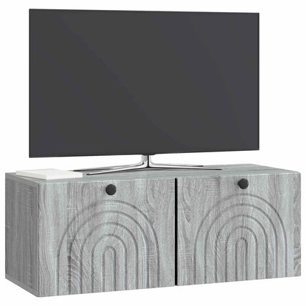 Väggmonterad TV-bänk Grå sonoma-ek 78,5 x 31 x 30 cm