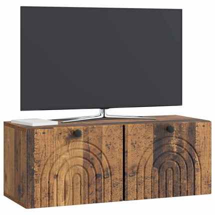 Väggmonterad TV-bänk Väggmonterad Gammalt trä 78,5 x 31 x 30 cm