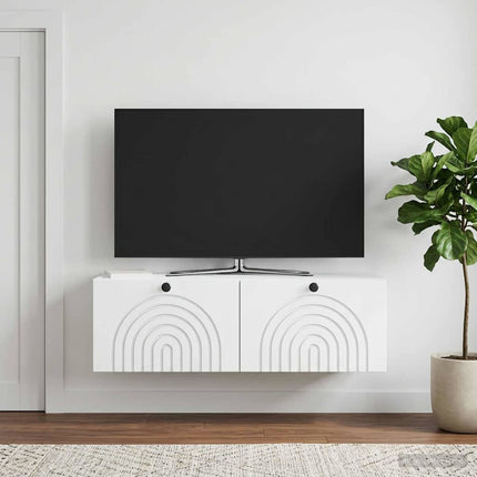 Väggmonterad TV-bänk Vit 98 x 31 x 30 cm Konstruerat trä