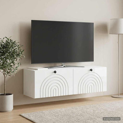 Väggmonterad TV-bänk Väggmonterad Vit högglans 98 x 31 x 30 cm