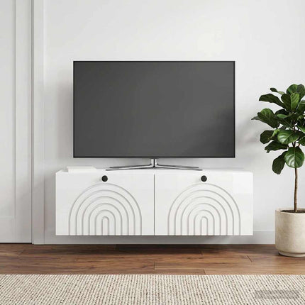 Väggmonterad TV-bänk Väggmonterad Vit högglans 98 x 31 x 30 cm