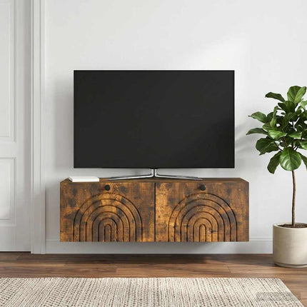 Väggmonterad TV-bänk Rökt ek 98 x 31 x 30 cm Konstruerat trä