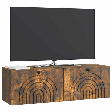 Väggmonterad TV-bänk Rökt ek 98 x 31 x 30 cm Konstruerat trä