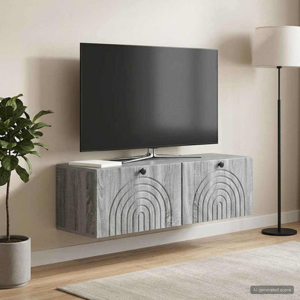 Väggmonterad TV-bänk Väggmonterad Grå sonoma-ek 98 x 31 x 30 cm