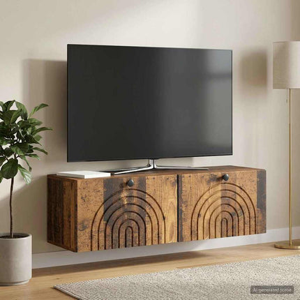 Väggmonterad TV-bänk Väggmonterad Gammalt trä 98 x 31 x 30 cm