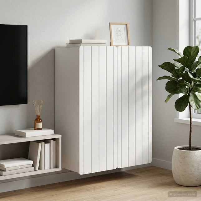 Väggmonterat skåp Vit 66 x 34,5 x 92 cm Konstruerat trä