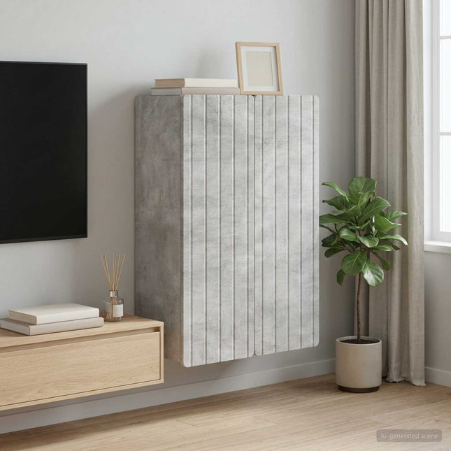 Väggmonterat skåp Betonggrå 66 x 34,5 x 92 cm Konstruerat trä