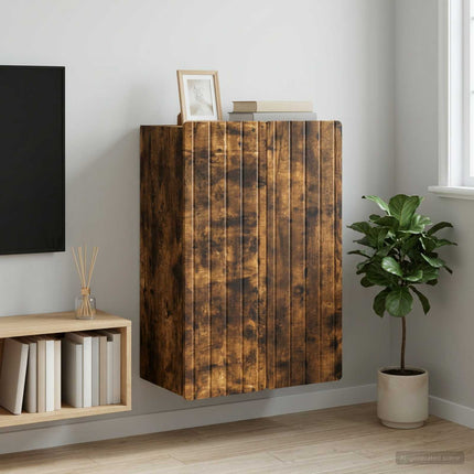 Väggmonterat skåp Rökt ek 66 x 34,5 x 92 cm Konstruerat trä