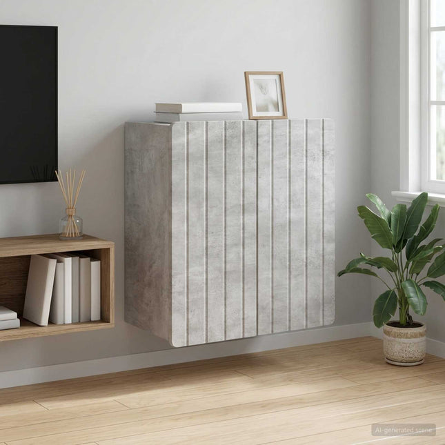Väggmonterat skåp Betonggrå 59 x 31 x 64 cm Konstruerat trä