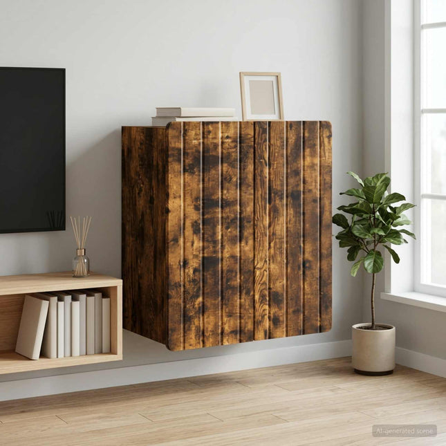 Väggmonterat skåp Rökt ek 59 x 31 x 64 cm Konstruerat trä