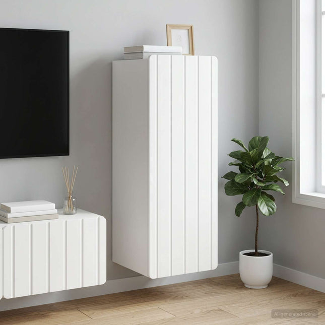 Väggmonterat skåp Vit 33 x 34,5 x 94 cm Konstruerat trä