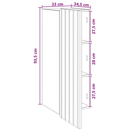 Väggmonterat skåp Gammalt trä 33 x 34,5 x 94 cm Konstruerat trä