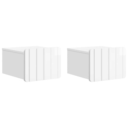 Väggmonterat Sängbord 2 pcs Vit högglans 33 x 34,5 x 24 cm