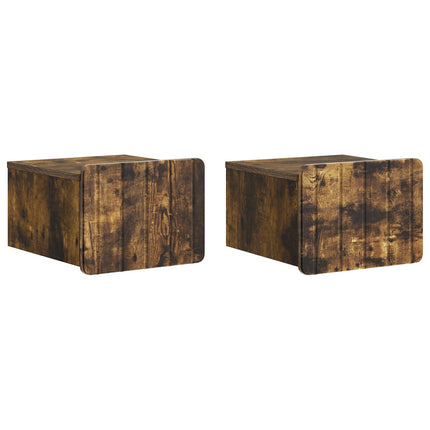 Väggmonterat Sängbord med låda 2 pcs Rökt ek 33 x 34,5 x 24 cm
