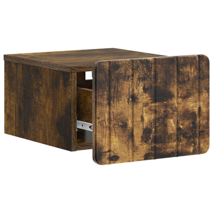 Väggmonterat Sängbord med låda 2 pcs Rökt ek 33 x 34,5 x 24 cm