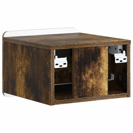 Väggmonterat Sängbord med låda 2 pcs Rökt ek 33 x 34,5 x 24 cm