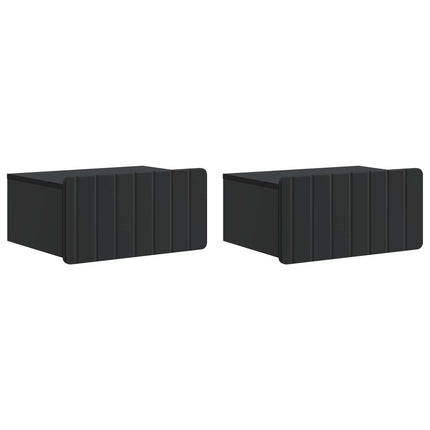 Väggmonterat Sängbord med låda 2 pcs Svart 49 x 34,5 x 24 cm