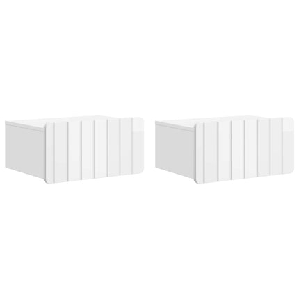 Väggmonterat Sängbord 2 pcs Vit högglans 49 x 34,5 x 24 cm